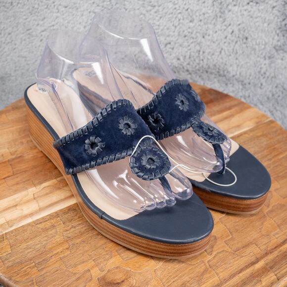 Jack Rogers Shoes - Jack Rogers Women's Jacks Mid Wedge-Stacked Sandal Midnight Navy Suede 10 M